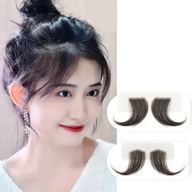 15cm 100% cabello humano flequillo Natural Invisible bordes de encaje negro cubierta sin costuras parche de línea de cabello para la frente parche de borde de costete