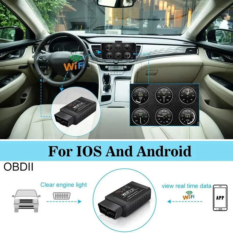 Obd2 wifi elm327 v 1.5 scanner para iphone ios/android auto obdii obd 2 odb ii elm 327 v1.5 leitor de código wi-fi ferramenta de diagnóstico