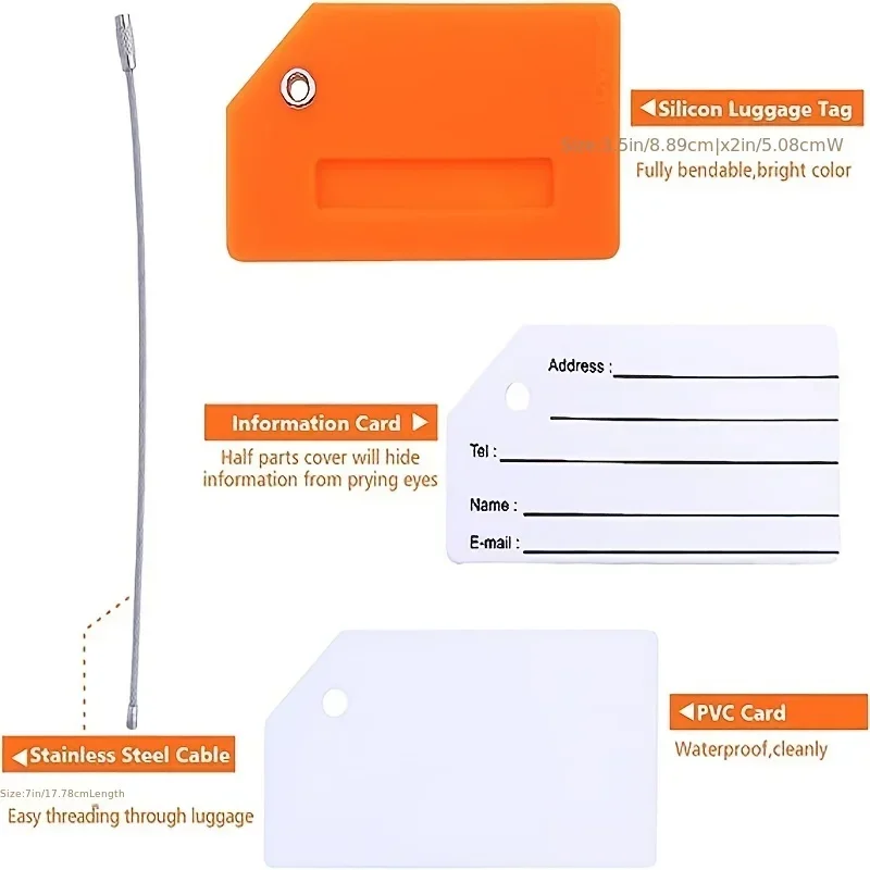 2pcs Name ID Card Silicone Travel Luggage Tag Suitcase Travel Accessories Quickly Discover Luggage Tag Name Baggage Information