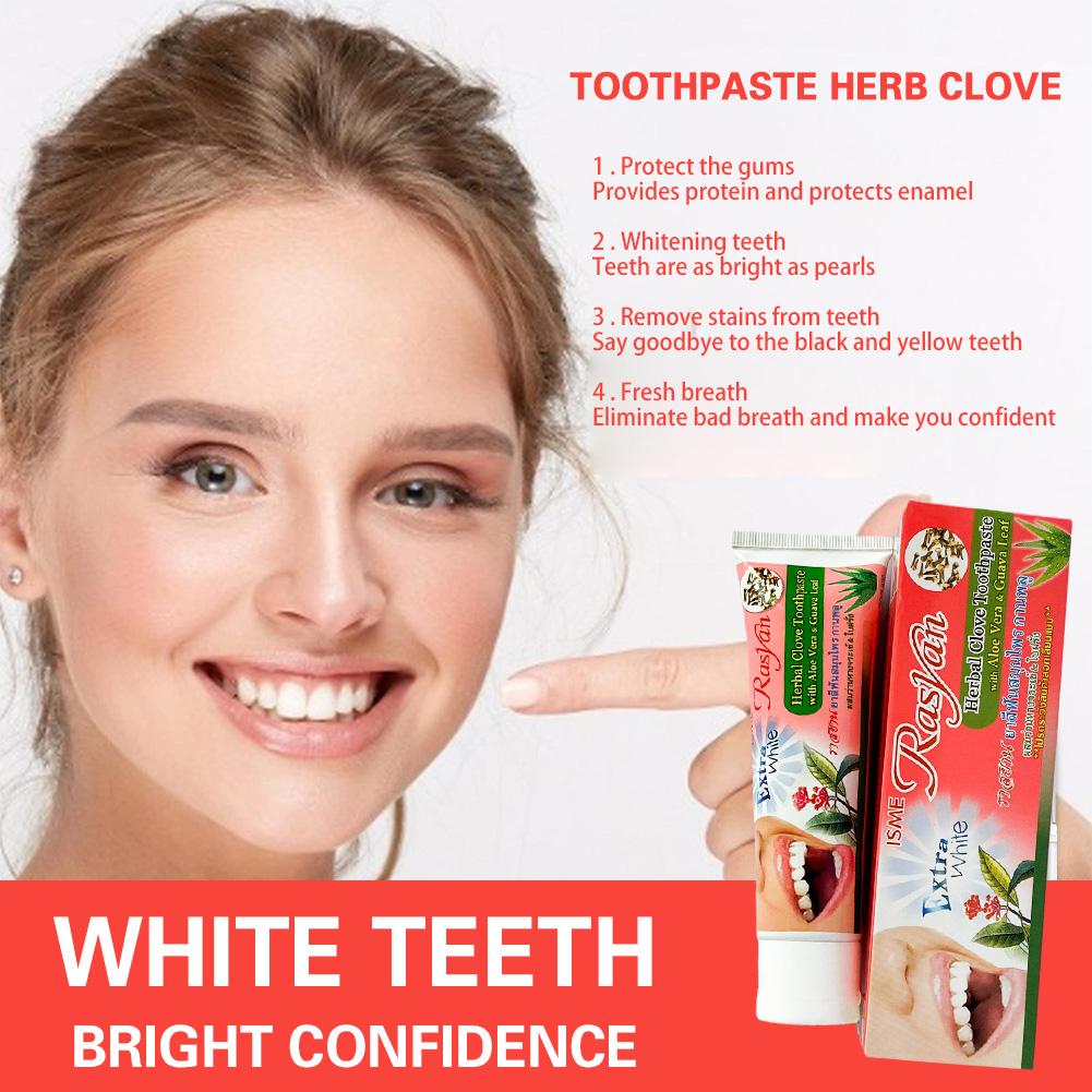 100G Thailand Toothpaste Teeth Whitening Antibacterial Tooth Clove Remove Stains Paste Flavor Mint Dentifrice Herb Oral