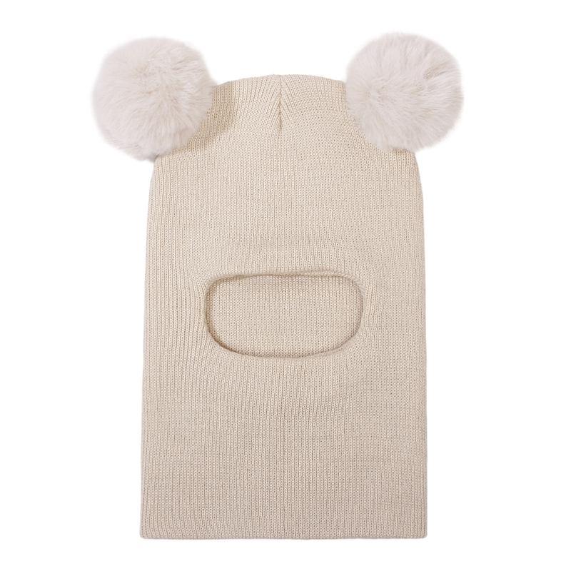 Gorro de invierno con pompón para bebé, bufanda de una pieza, gorro tejido para niños, gorro cálido con orejas y cuello, gorro infantil para niñas y niños de 1 a 5 años