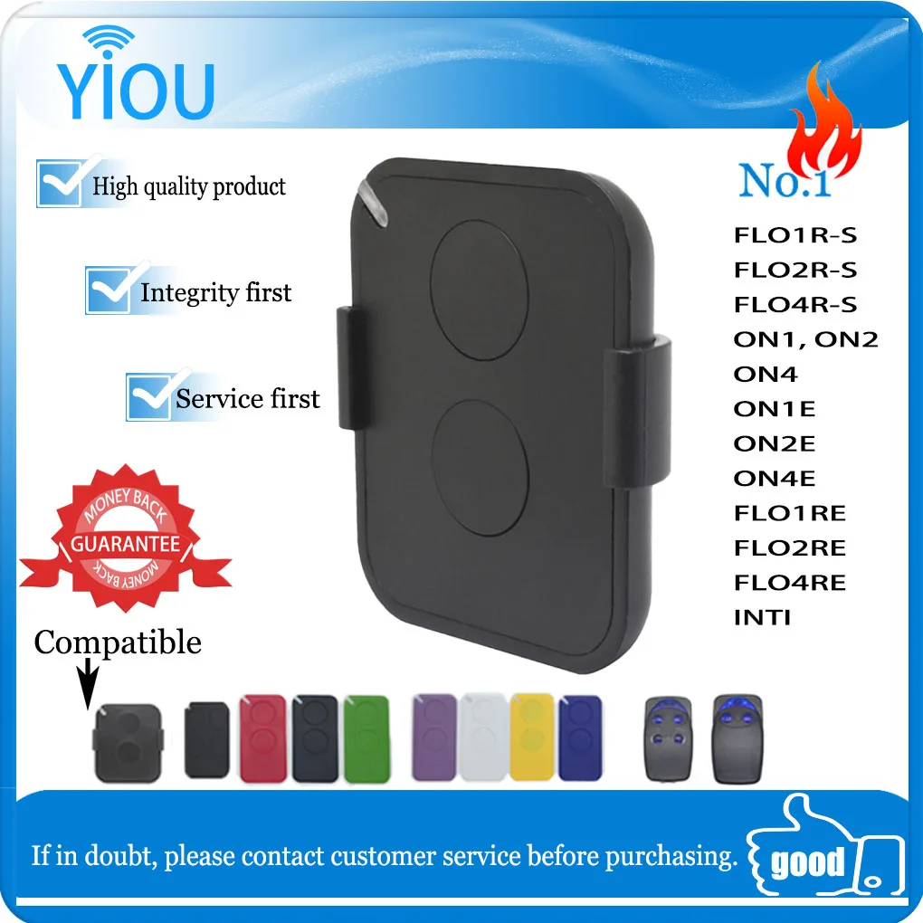 YIOU Era Flor Flor (FL02RE) Control remoto de puerta de garaje Compatible con el código móvil de 433Mhz NICE ON2 ON4 ON2E ON4E FLO2R-S FLO4R-S