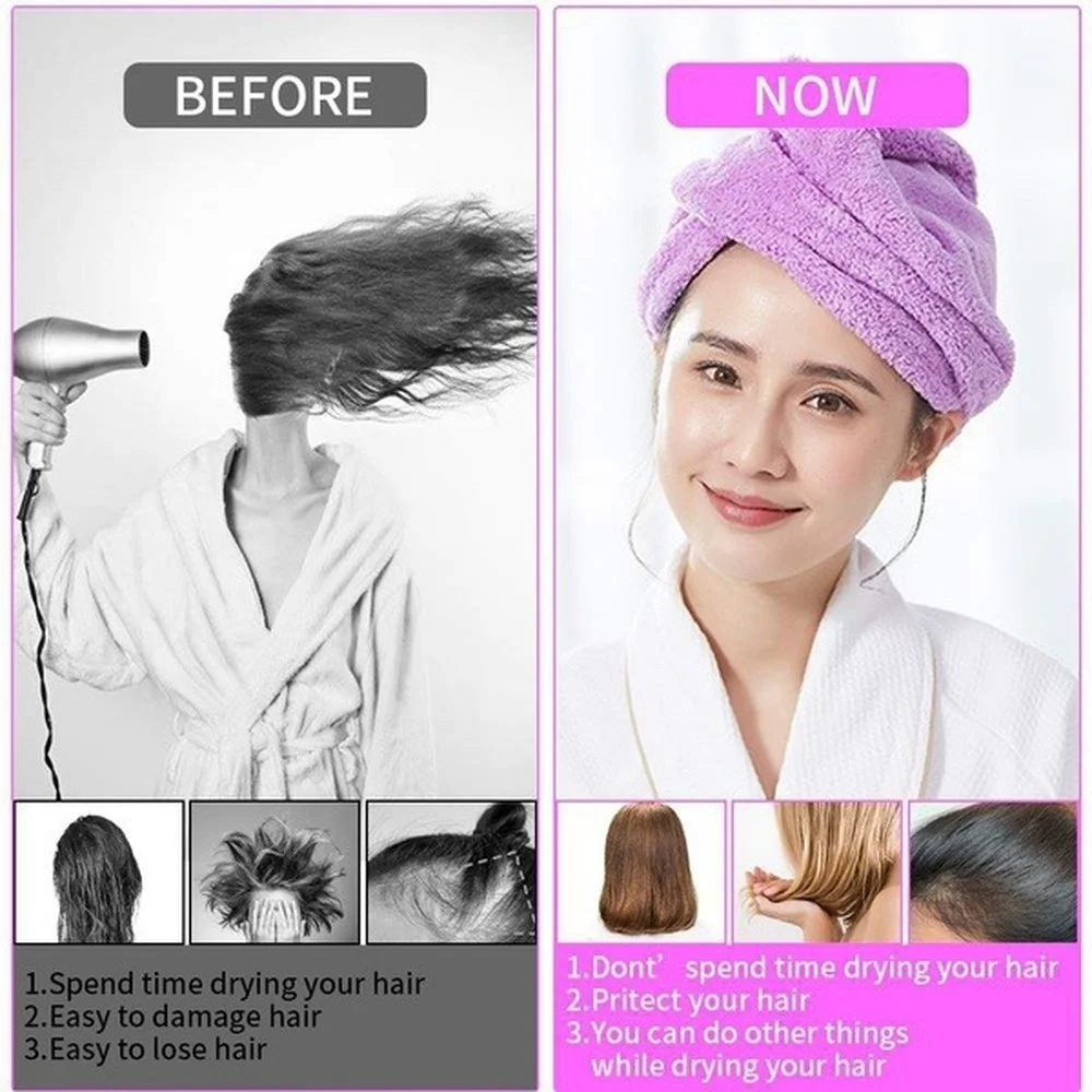 Asciugamano per capelli Asciugamano per capelli ad asciugatura rapida Asciugamano per asciugare i capelli in microfibra super assorbente in velluto corallo Turbante per capelli ad asciugatura rapida