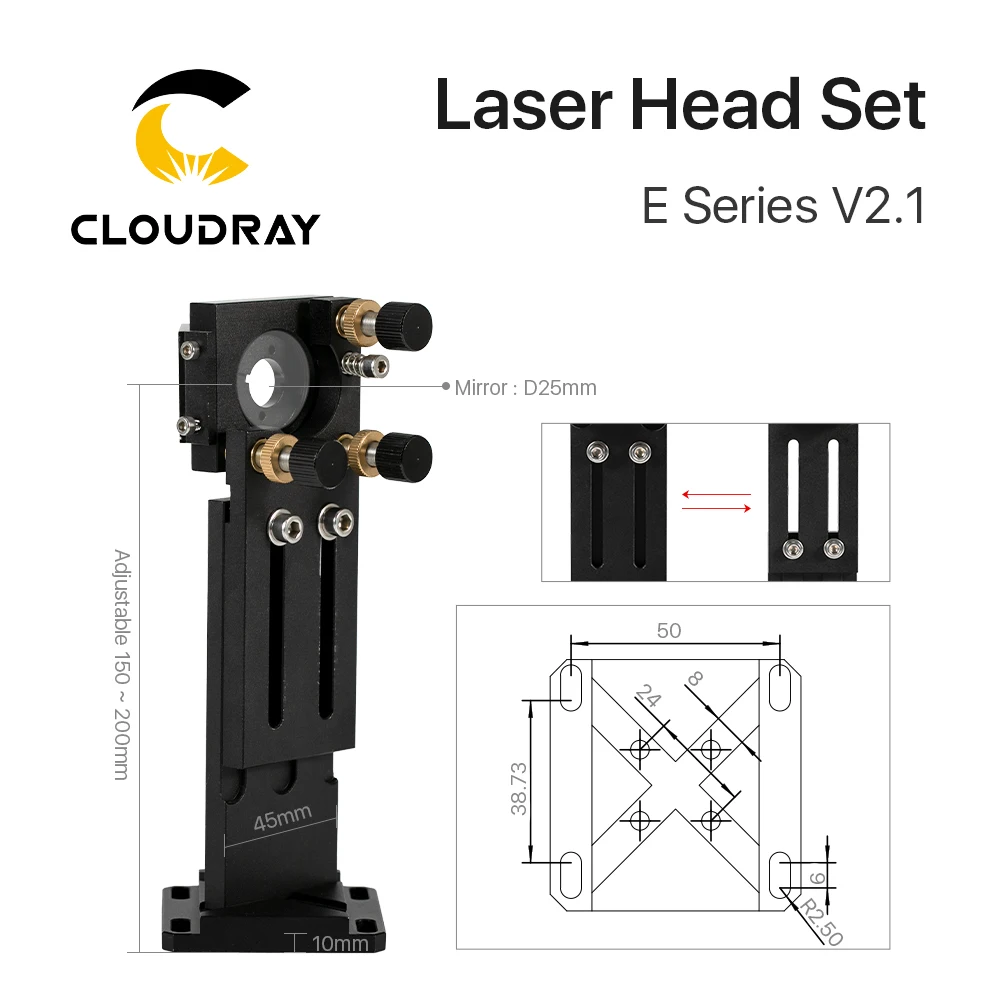 Cloudray E Series: ชุดหัวเลเซอร์ CO2 + เลนส์โฟกัส 1 ชิ้น + กระจกสะท้อนแสง 3 ชิ้นสําหรับชิ้นส่วนเครื่องจักรตัดแกะสลัก