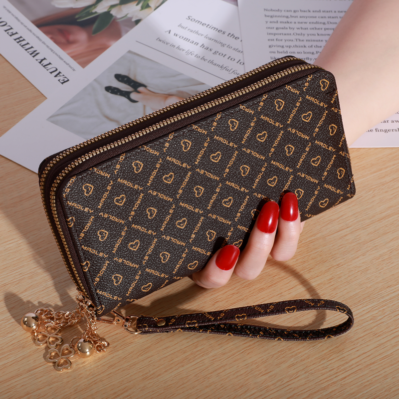 Portafoglio lungo semplice di grande capacità, borsa con cerniera in ecopelle, pochette multifunzionale Casual