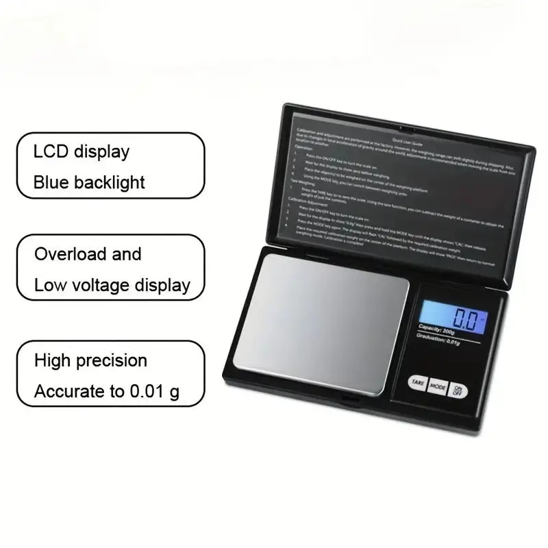 Jewelry Scales for Gold Sterling Silver Digital Scale Gram Electronic Scales 100g/200g/300g/500g x 0.01g/0.1g Mini Pocket