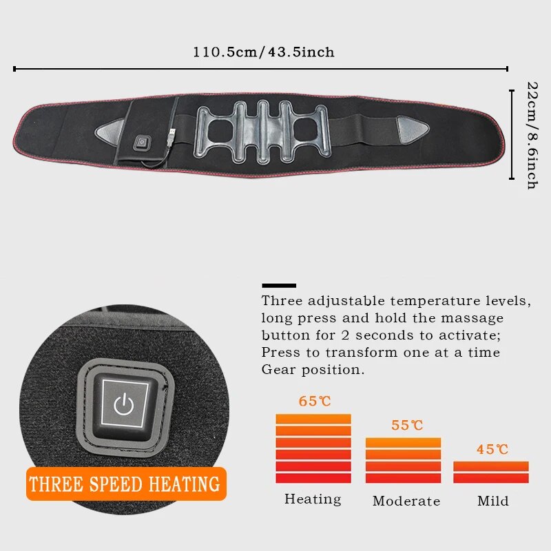 เข็มขัดพยุงหลังความร้อนเข็มขัดรัดเอวทำความร้อนปรับอุณหภูมิได้เข็มขัดพยุงหลังให้ความอุ่นท้องอุปกรณ์3rd เอว