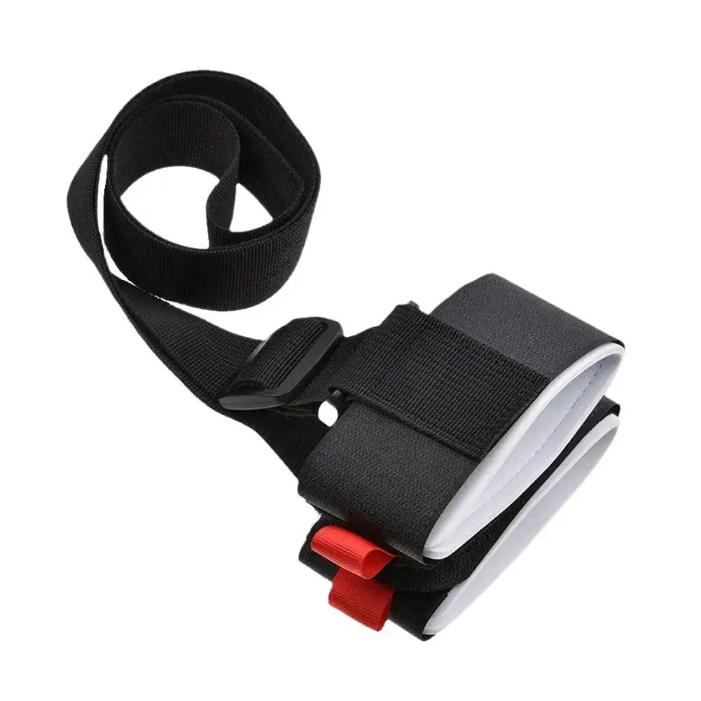 Black Nylon Adjustable Ski Handle Strap Bag Skiing Bag Adjustable Pole Shoulder Hand Carrier Lash Straps Porter Hook Loop