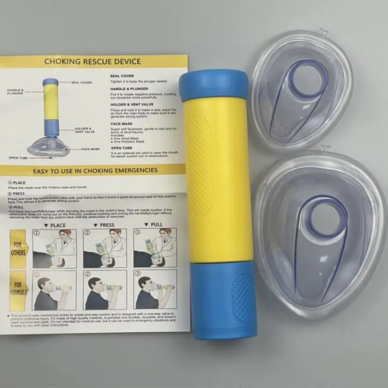 Anti-Erstickungsgerät, lebensrettende Saugkraft, Notfall-Anti-Sphhyxie-CPR-Trainingsmaske, Erste-Hilfe-Set für Erwachsene und Kinder, Heimbettung