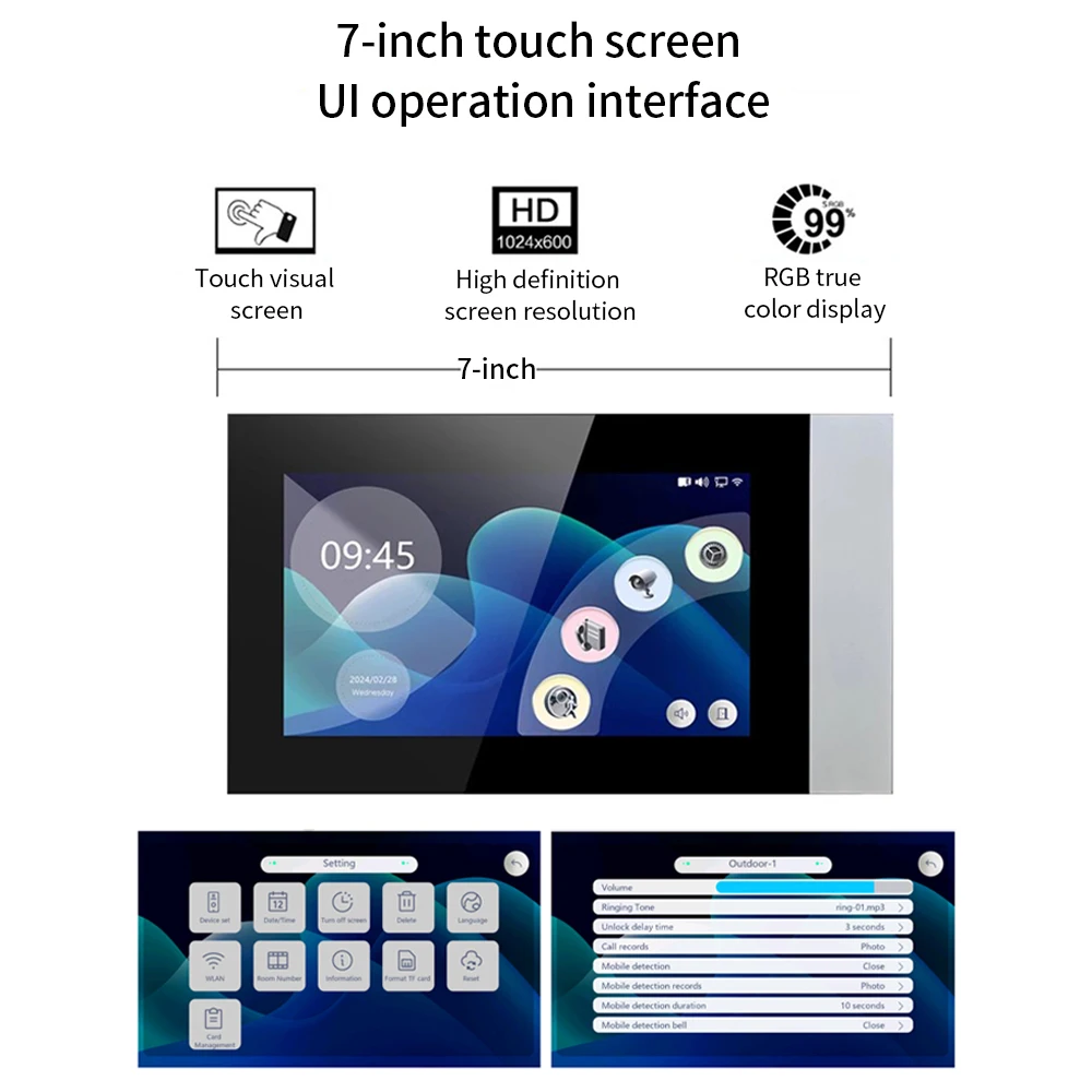 2-draads Smart Tuya Wifi 1080P Video-intercom Video Deurtelefoon Kleurenaanraakscherm Camera Deurbel Deurbeveiliging IP Villa RFID
