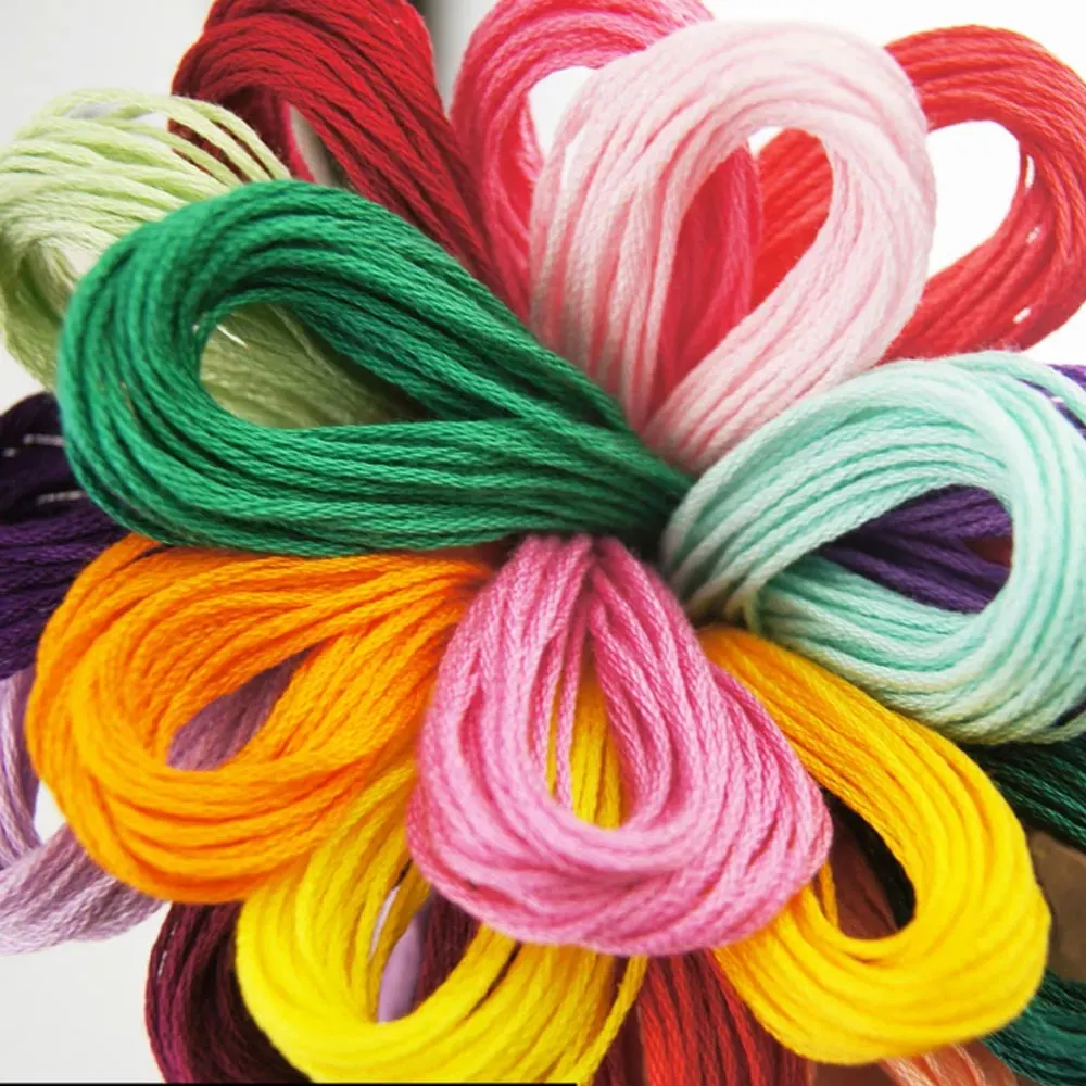 100/200/447pcs สีผสมเย็บปักถักร้อยผ้าฝ้ายเย็บ Skeins CRAFT CROSS Stitch Floss ชุดสาย DIY เครื่องมือทําสร้อยข้อมือ