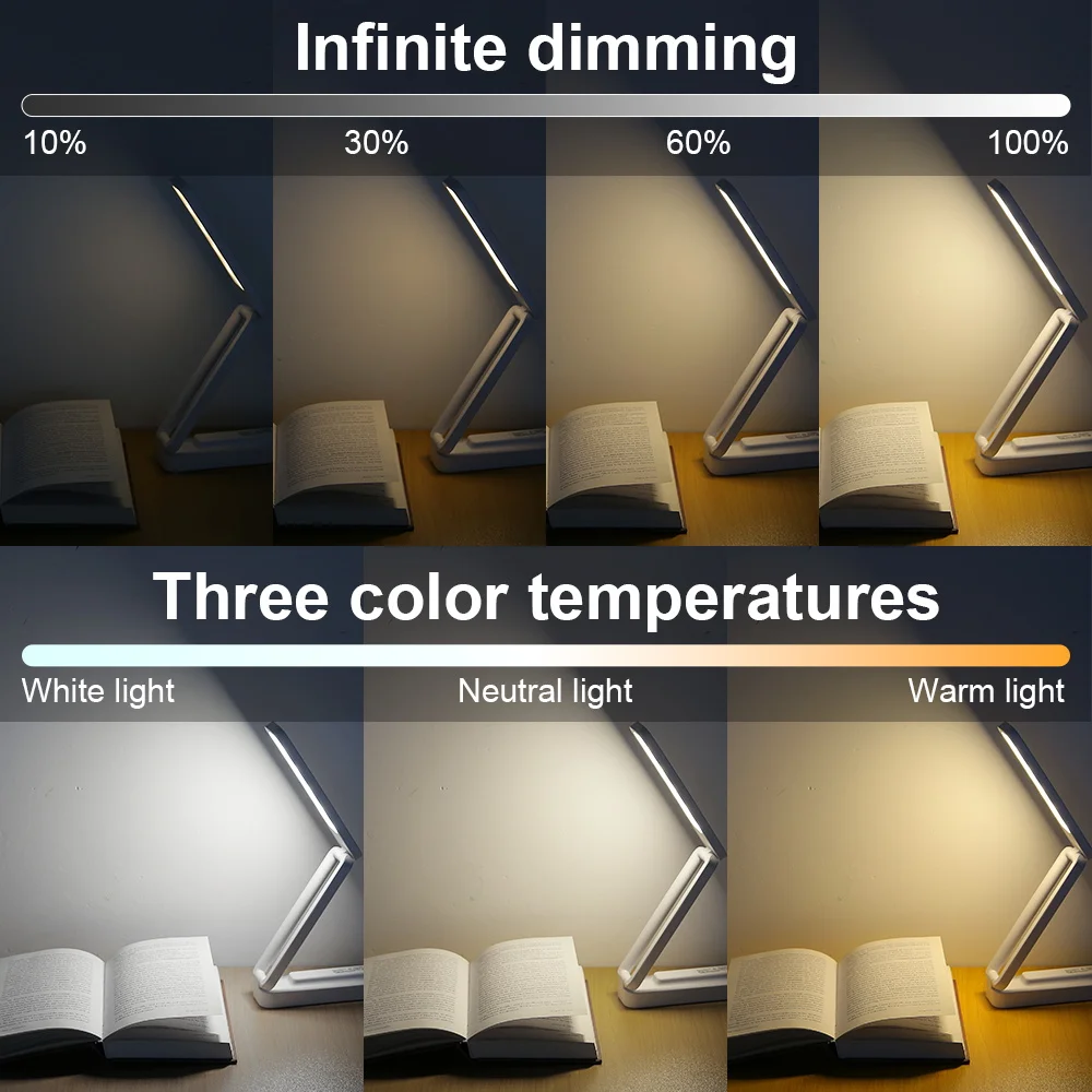 Luz nocturna recargable, lámpara LED de mesa táctil plegable, regulable, para el hogar, dormitorio, lámparas de escritorio de lectura, iluminación Led de pared con Control remoto