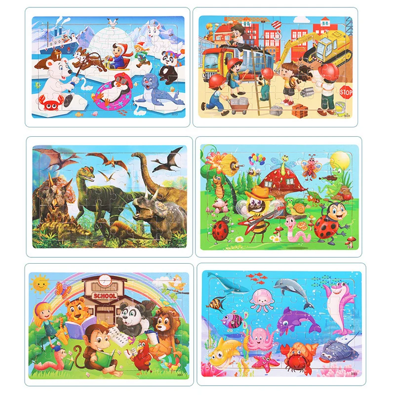 ใหม่ 30 ชิ้นปริศนาไม้การ์ตูนสัตว์ Tangram ไม้ 3d ปริศนา Montessori ของเล่นเพื่อการศึกษาสําหรับของขวัญเด็ก
