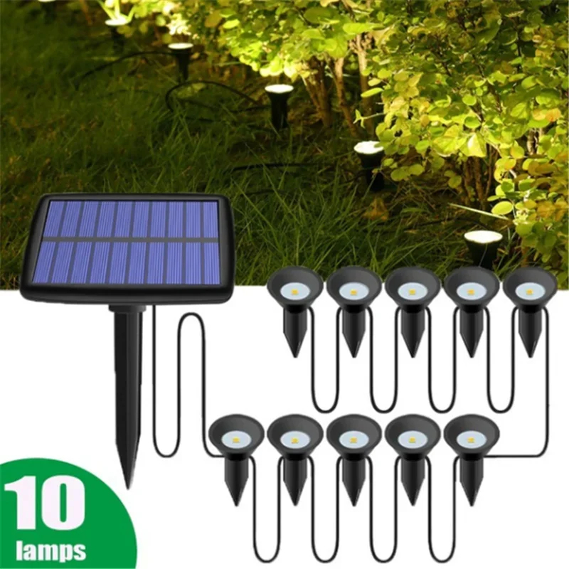 10-in-1-Solarleuchten für den Außenbereich, RGB-Wechsel-Rasen-Bodenlampe, IP65, wasserdicht, Landschaftsstrahler, Gartendekoration, Außenleuchten