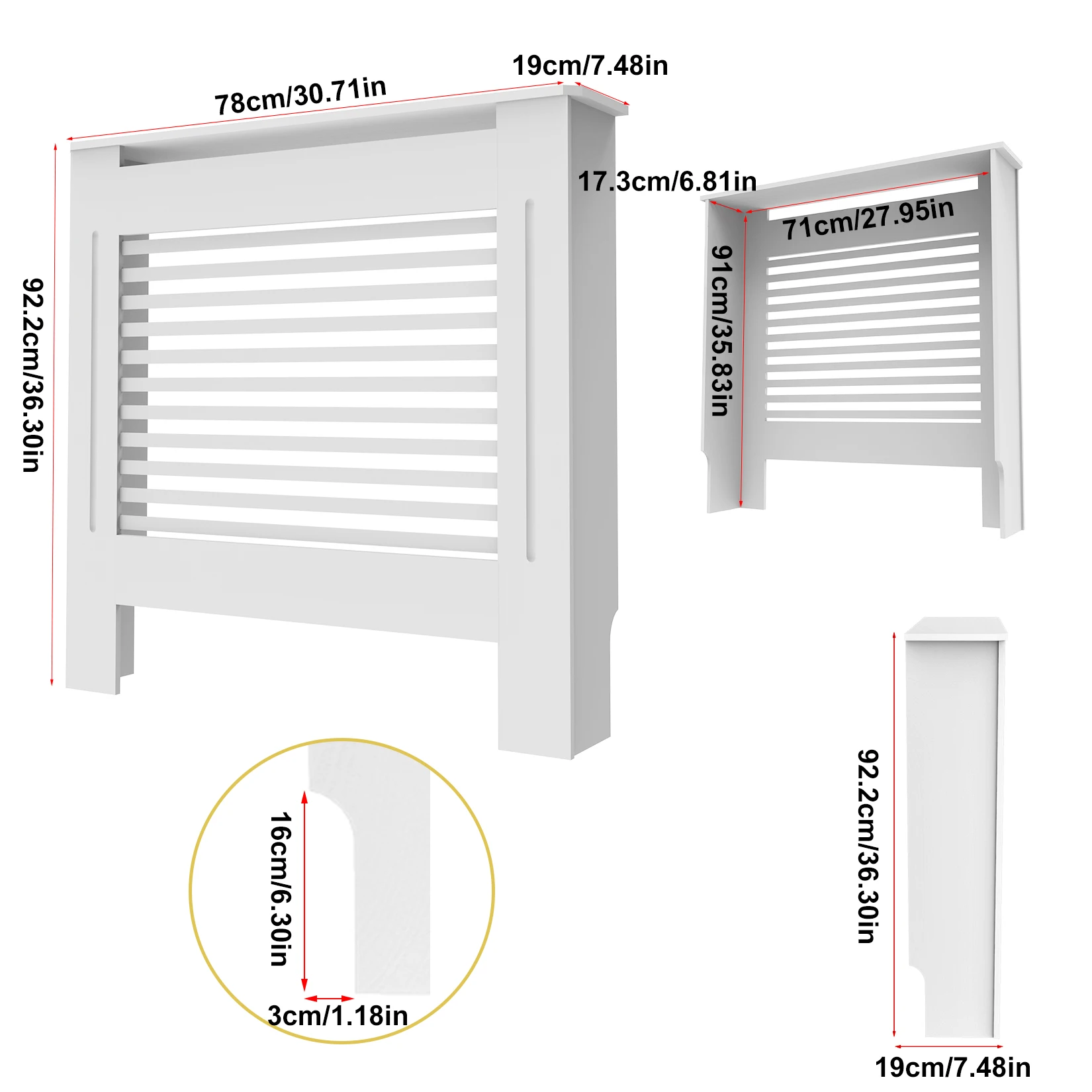 Copertura per radiatore in legno Scaffale per radiatore alto moderno Coperture per riscaldatore di grandi dimensioni Doghe orizzontali