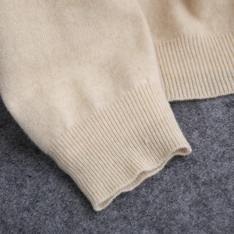 Jersey de lana merina con cuello en V para hombre, suéter cálido de primera línea listo para usar, Top de punto básico informal de negocios, otoño e invierno, 100%