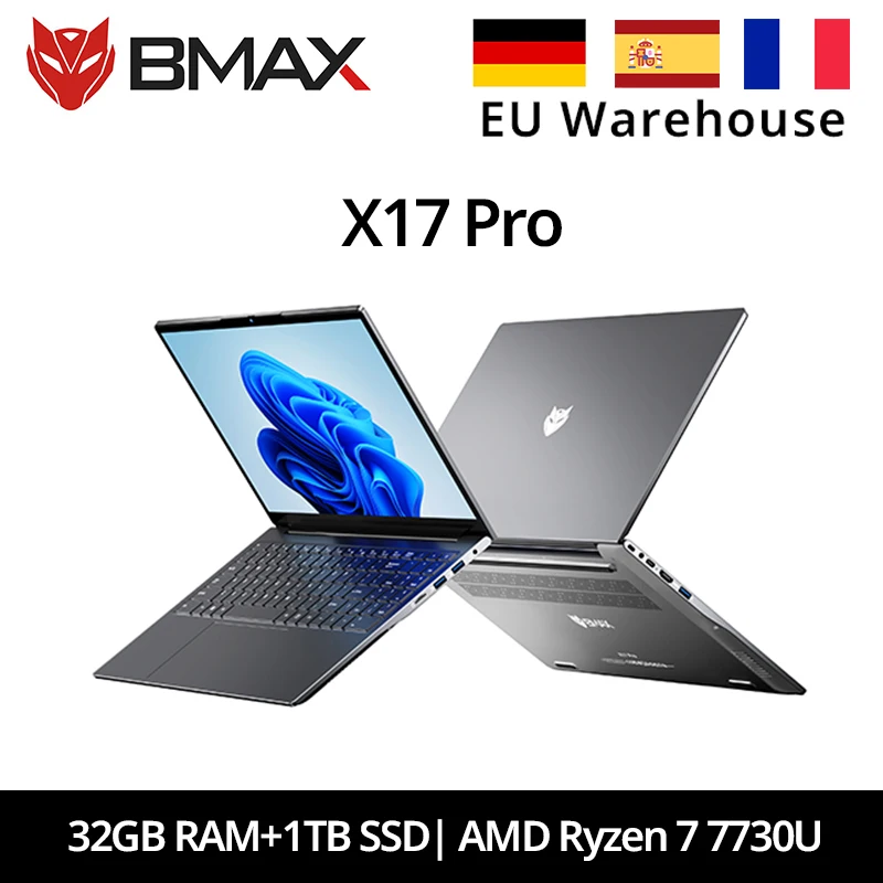 Bmax X17 Pro 15.6 pollici 32Gb Ram 1Tb Ssd Amd Ryzen 7 7730U CPU Windows 11 Notebook 1920*1080 Bluetooth Wifi Tipo-C Pc portatile Ddr4
