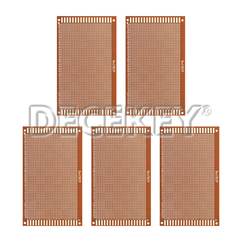 Placa PCB Universal de 9x15cm, placa de circuito impreso PCB de un solo lado amarillo para Arduino, 5 uds.