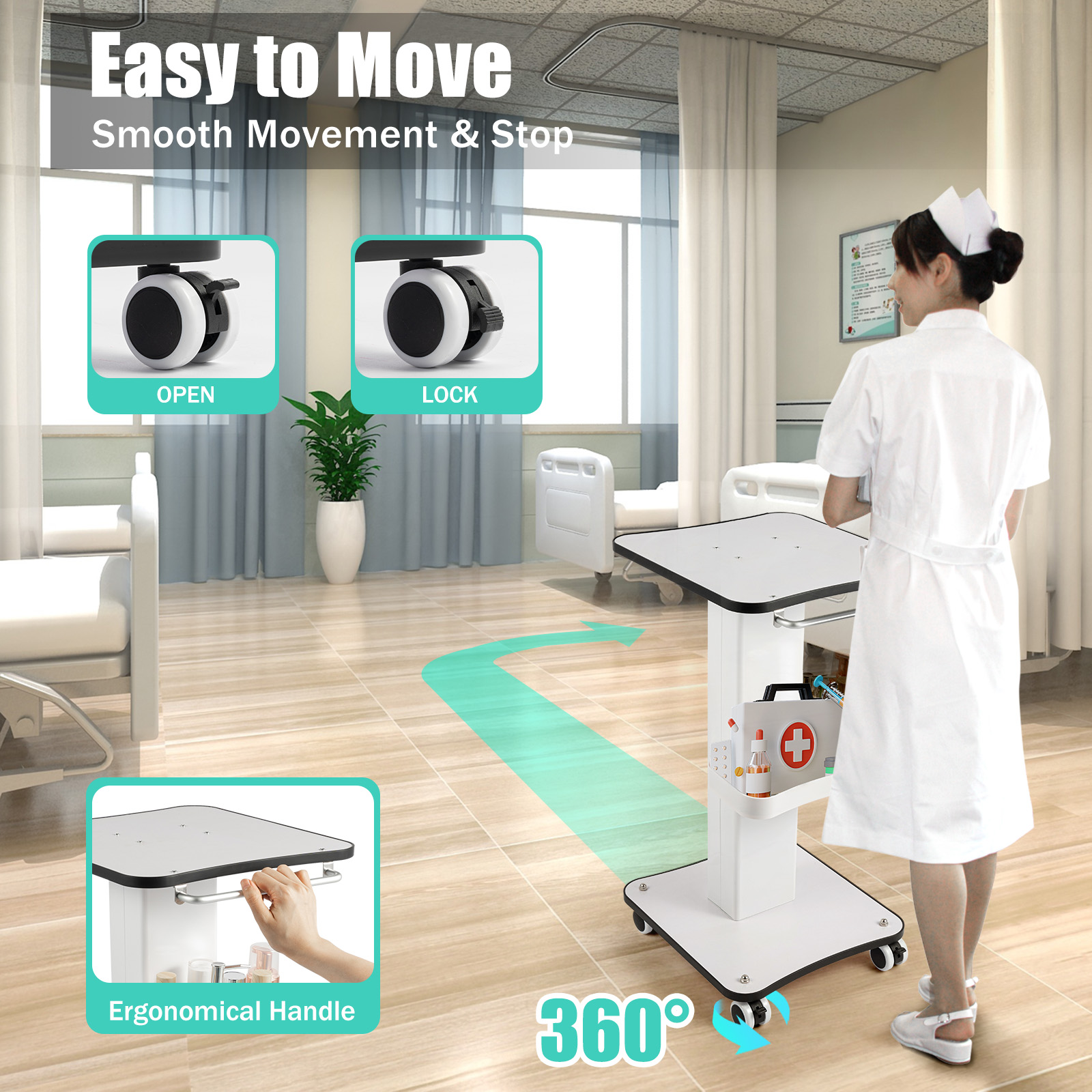 Carrello per carrello di bellezza con ruota Carrello portaoggetti per attrezzature per saloni SPA