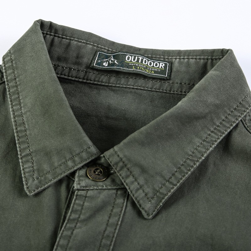 Camicia cargo primavera autunno uomo manica lunga camicie casual in cotone Camisa Militar di alta qualità overshirt marchio di abbigliamento camicetta bianca