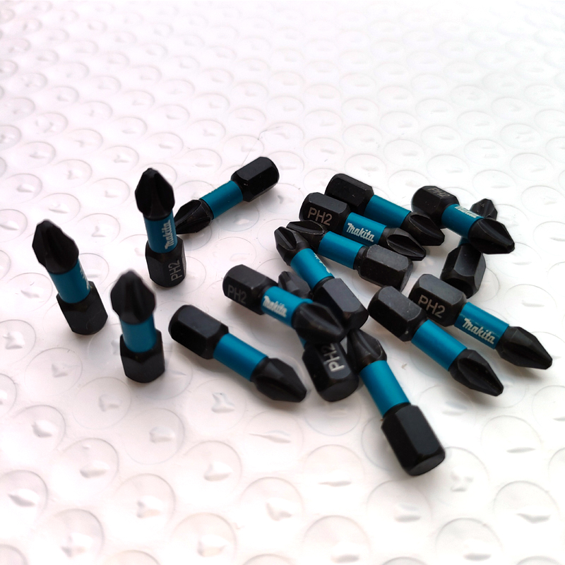 Makita 원래 충격 유형 비트 PH2 25MM 고경도 전기 스크루 드라이버 검정색 도구 부품 2-5PCS