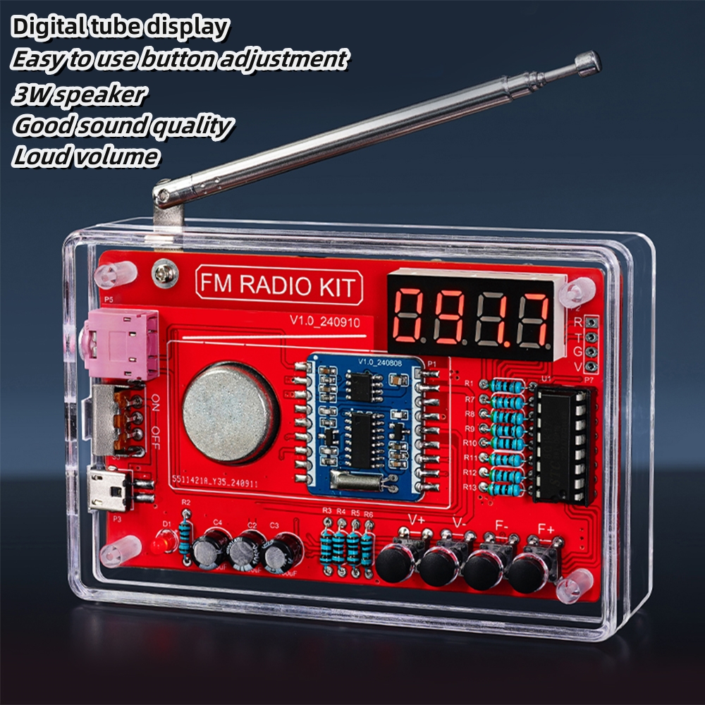 Versión fácil RDA5807 kit electrónico de radio FM frecuencia ajustable 87-108MHZ pantalla digital DIY proyecto de soldadura práctica soldadura