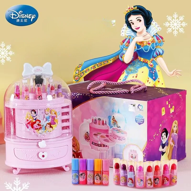Disney-caja de maquillaje de princesa Blancanieves para niñas, juego de cosméticos reales, caja de maquillaje de belleza con caja original, regalo de cumpleaños para niños