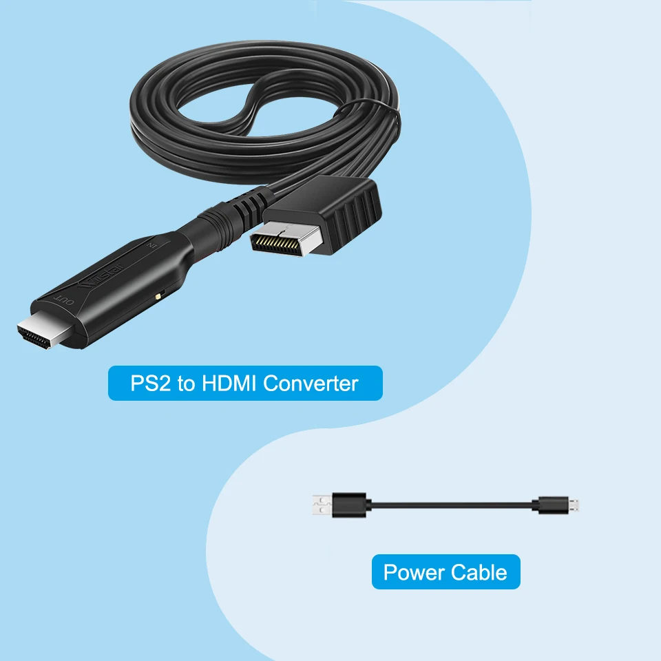 Адаптер конвертера PS2 в HDMI, кабель PS2 в HDMI Поддержка PS2 в HDMI 1080P, подключение PS2 в современный телевизор с HDMI