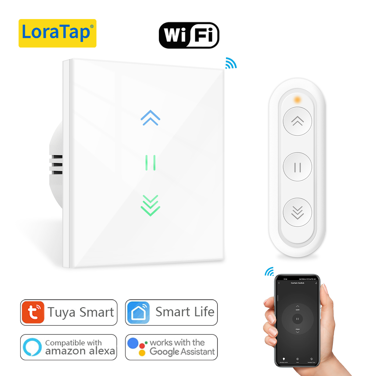 LoraTap カーテン ローラー シャッター WiFi ブラインド スイッチ バックライト チューブラー モーター Tuya スマート ライフ アプリ Google ホーム Alexa Echo