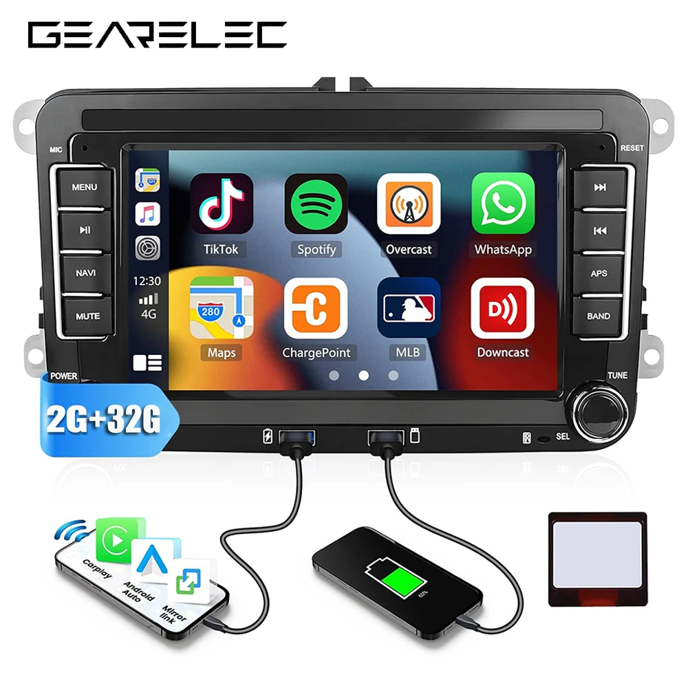 2 DIN Android 13 Autoradio RDS FM AM Autoradio 7 "Multimedia Speler Carplayer DAB Voor VW Passat Touran Caddy Jetta Polo Seat