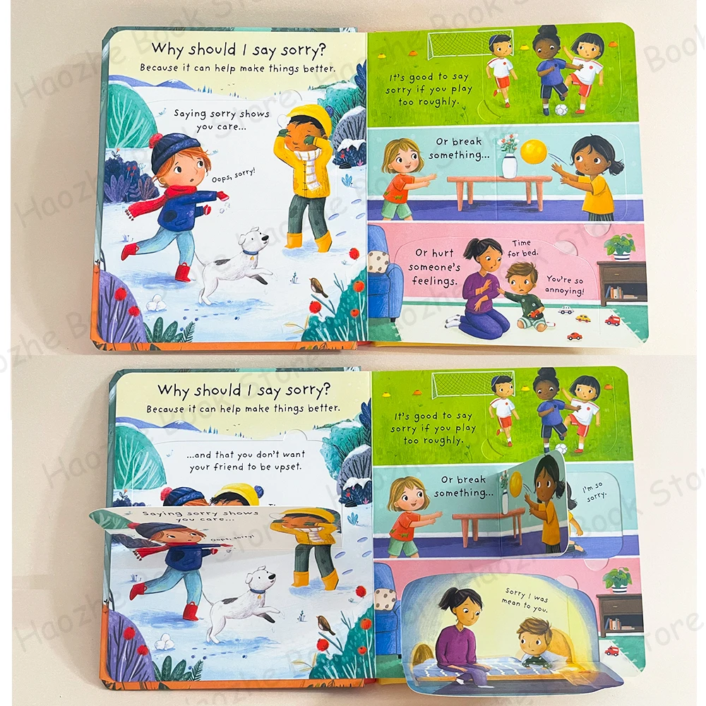 Very First Questions and Answers: Why should I say sorry? Usborne Lift the flap Children's Activity English Book Montessori
