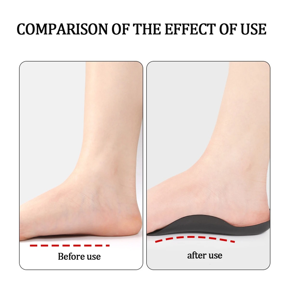 Arch Support Shoe Insoles 2-Pack‌ – Half Orthotics for Running/Work Shoes, Relieves Heel & Foot Pain, Premium Cushioning Black