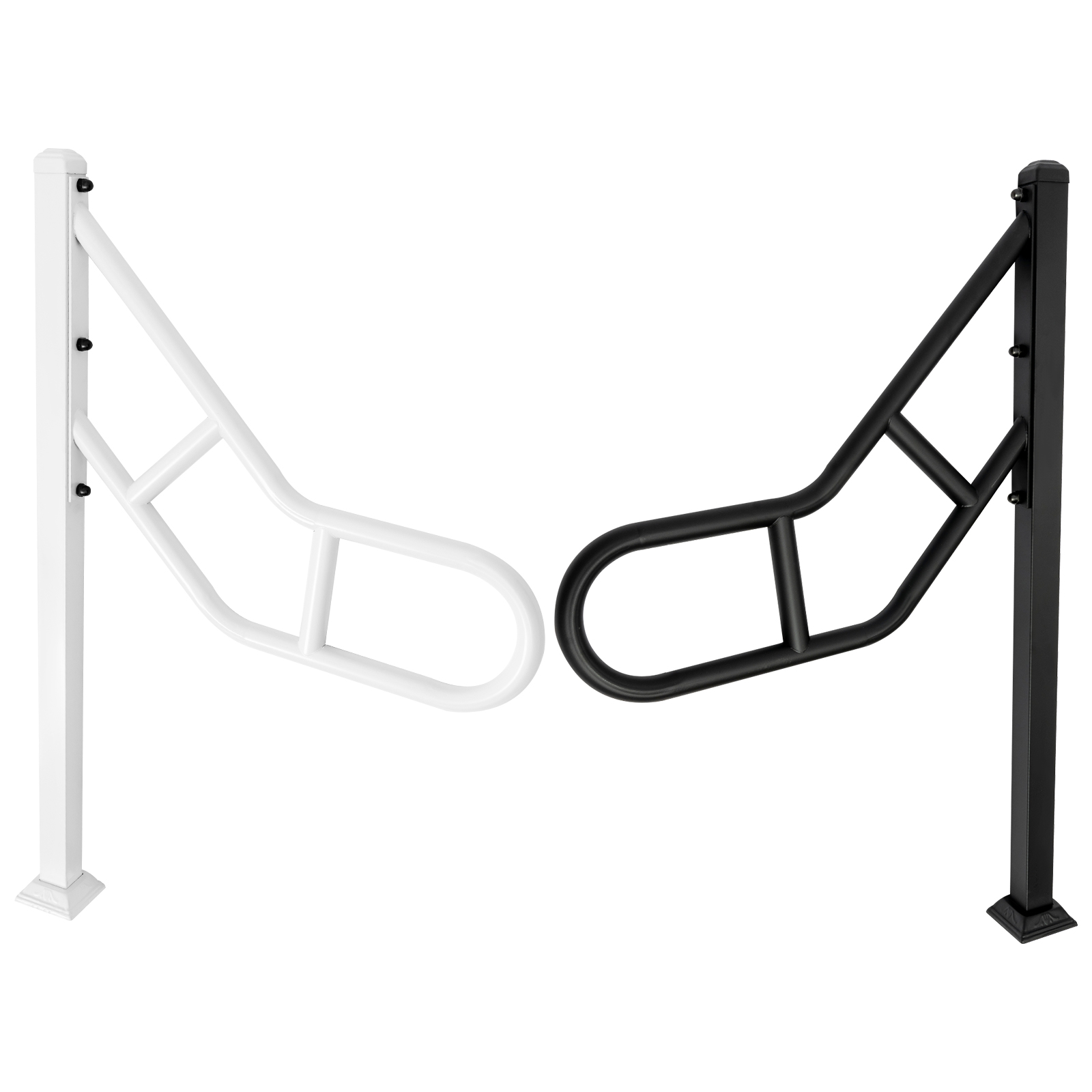 Pasamanos de un solo poste para exteriores, barandilla de escalera en forma de U, rieles de agarre para escalones, Blanco/negro