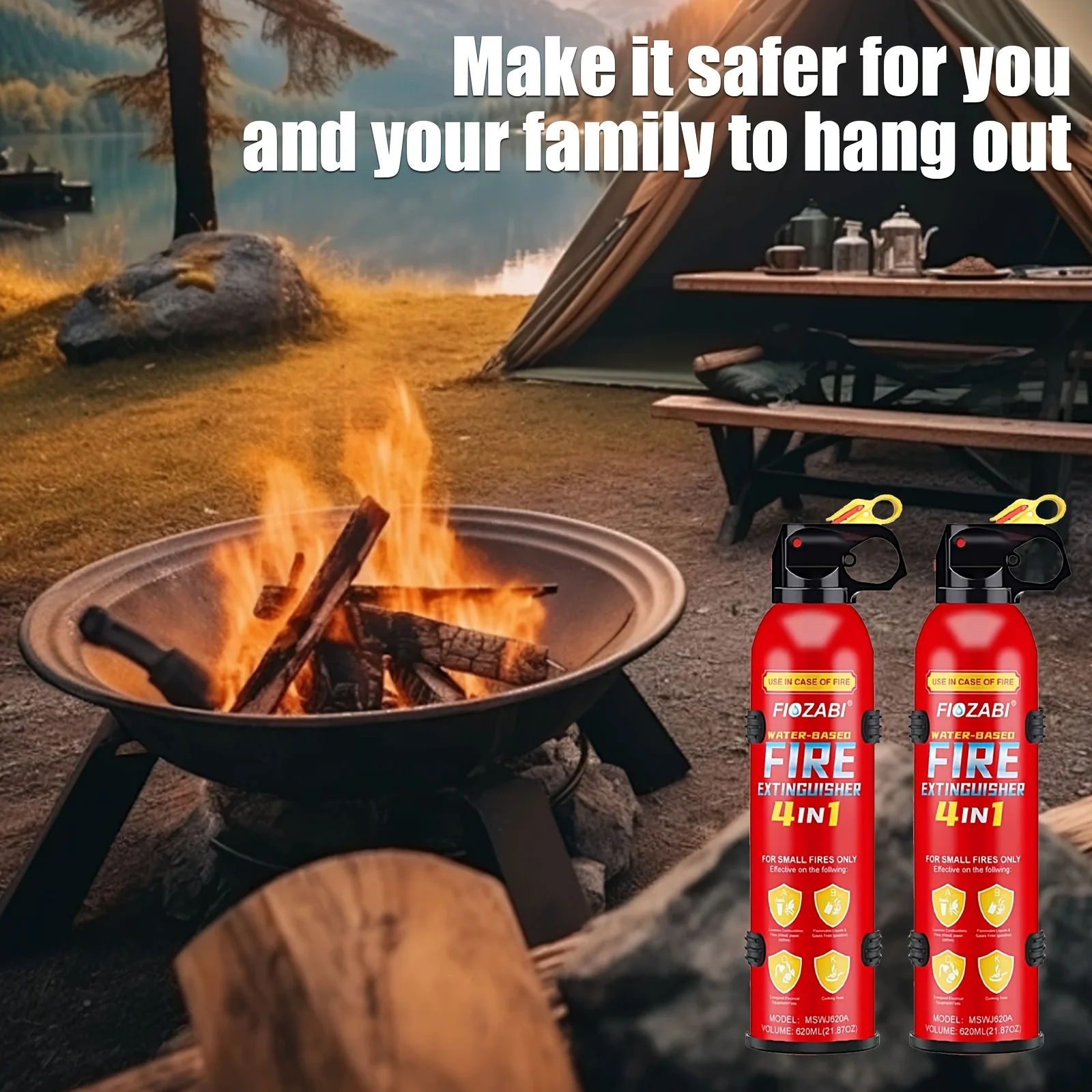 FIOZABI Portable Fire Extinguisher Spray 4 in-1 With Bracket for The House/Car/Kitchen/Garage/Home, Water-Based  21.87OZ