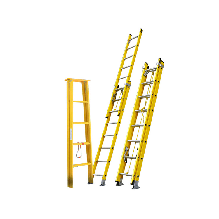 Factory Direct Sales Outdoor Fiberglass Ladder Non-conductive Fiberglass Insulated Extension Ladder