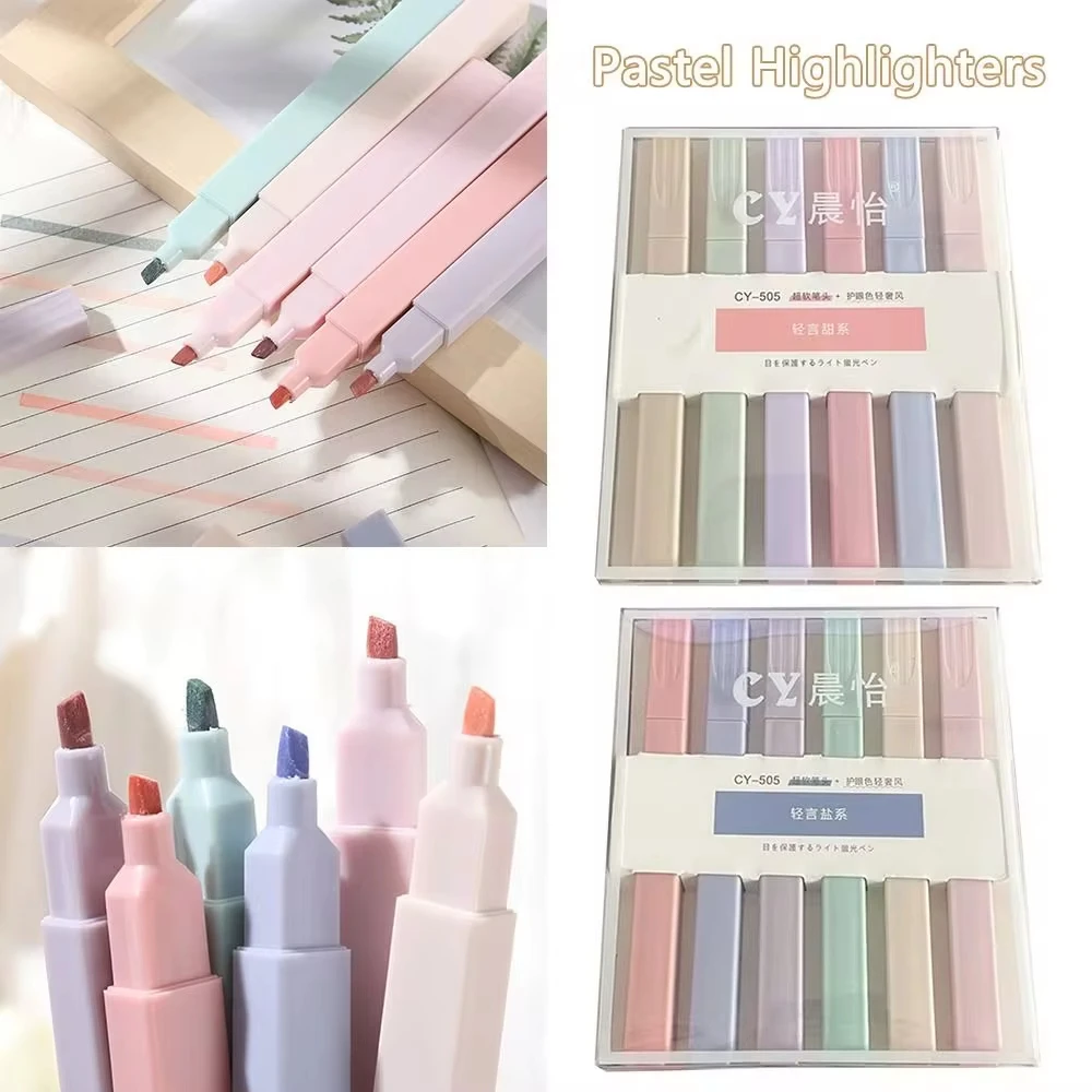 6 teile/satz Pastell Farbe Highlighter Kawaii Schreibwaren Farbe Marker Schule Liefert Student Marker Highlighter Japanische Schreibwaren