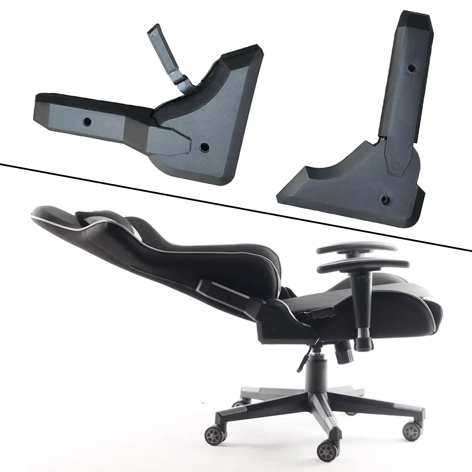 2 pezzi in pelle PU sedia da gioco regolatore dell'angolo di 180 gradi montaggio regolatore multiangolo resistente per pezzi di ricambio per sedie da ufficio accessori