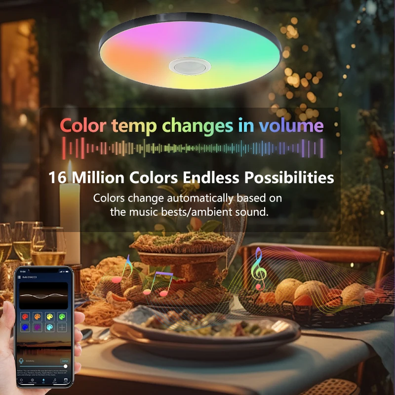 LED-Licht RGB Smart Deckenleuchte mit Lautsprecher 30W 36W Audio Musik Spielen TUYA APP Bluetooth WIFI Home Decor Schlafzimmer Wohnzimmer