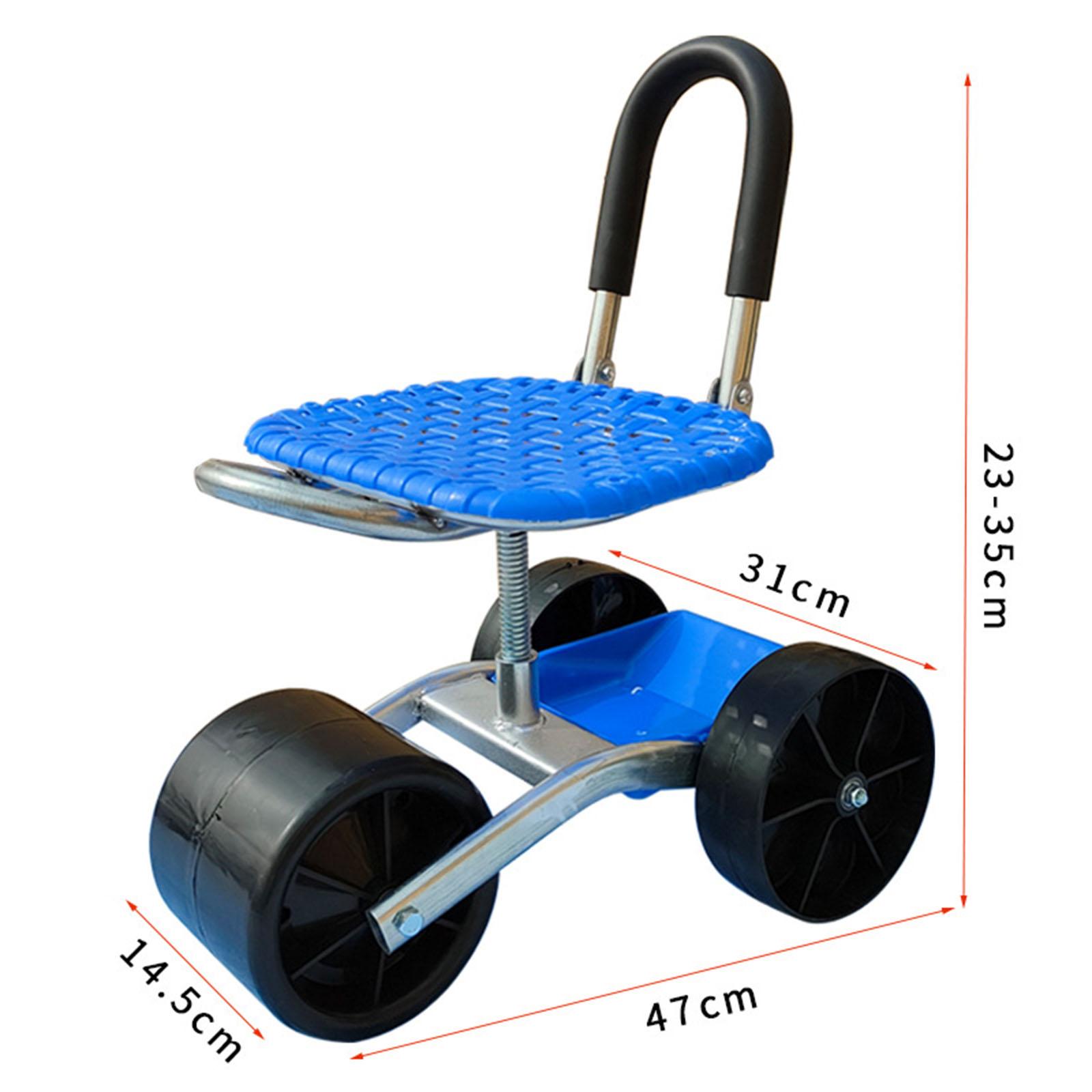 Garden Chair Gardening Stool Solid Steel Axles Garden Rolling Work Seat Garden Trolley Rolling Seat for Planting Farm Picking