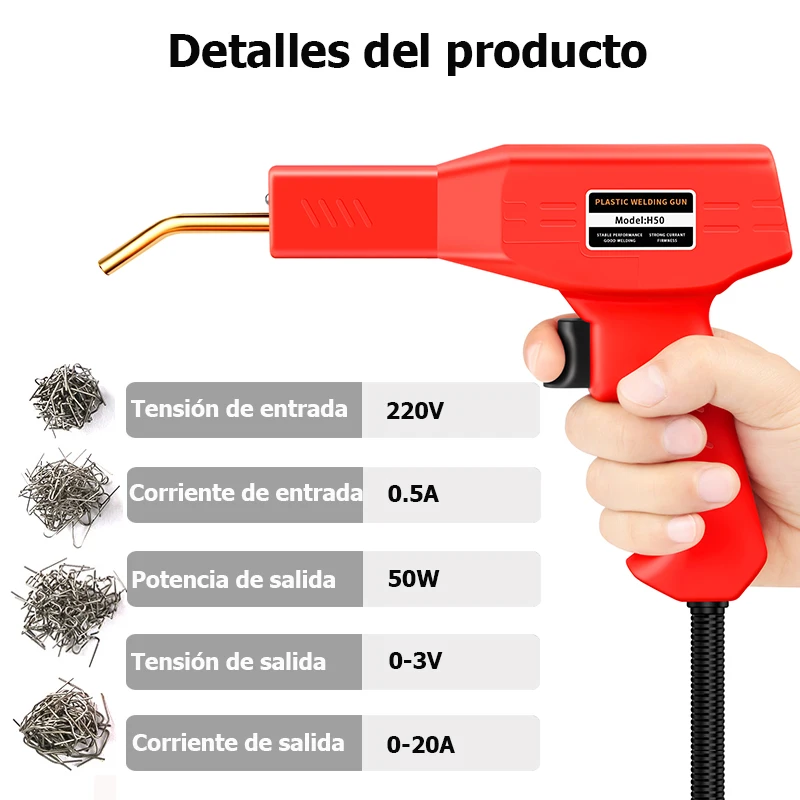 MicroData Torcia per riparazione paraurti auto Saldatore di plastica Cucitrice di calore Kit di riparazione paraurti Saldatore per riparazione plastica con chiodi da 200 pezzi
