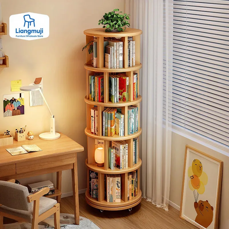 수직 빈티지 회전 책장 소형 목재 소형 집 회전 책장 보관함 Mueble De Cuarto 룸 가구