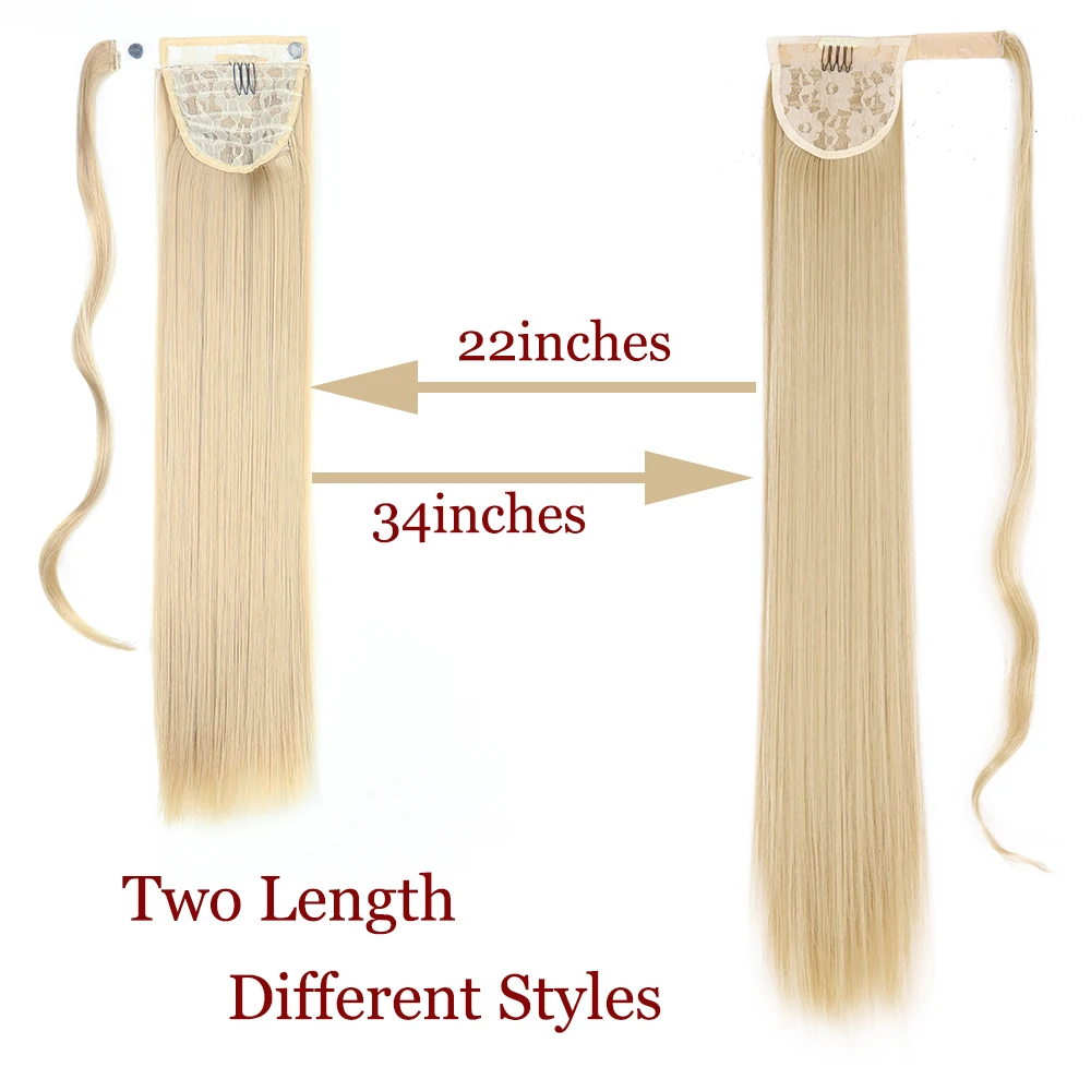 22 34Inch Thẳng Dài Đuôi Ngựa Tổng Hợp Phần Mở Rộng Chịu Nhiệt Tóc Quấn Quanh Pony Bộ Tóc Giả Dành Cho Nữ