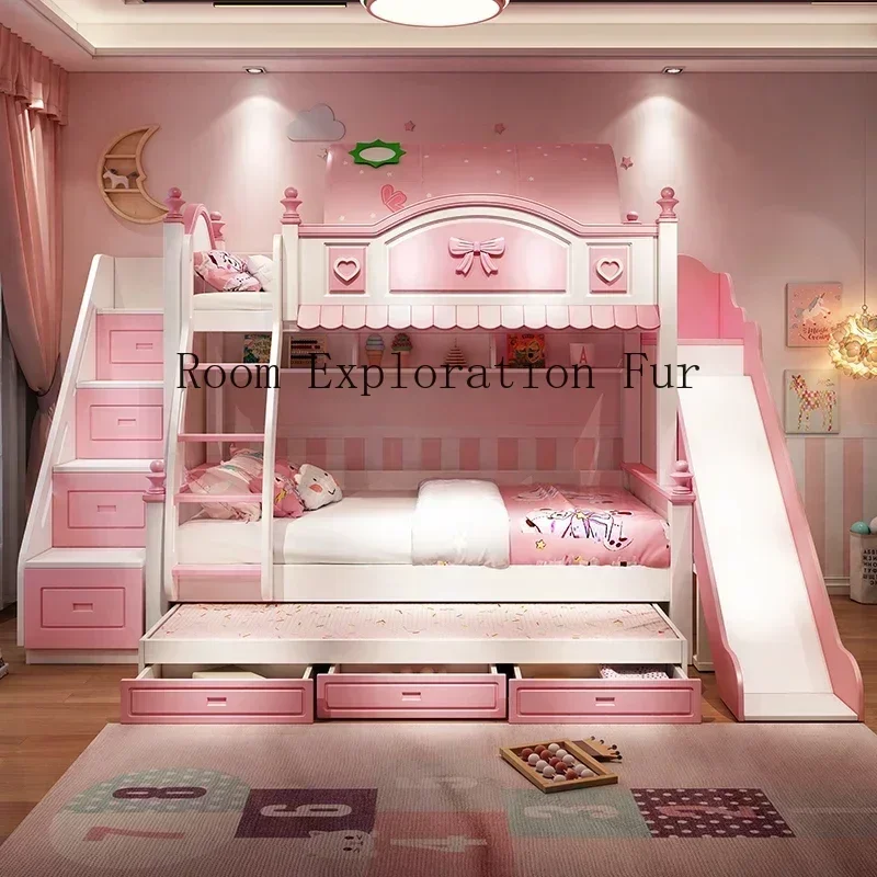 เด็ก Hut เตียงไม้แม่เด็กผู้หญิงเด็ก Comforters เด็กกิจกรรมครอบครัว Bassinets LOW LOFT สีชมพูทารกแรกเกิด Playpens Bunk Boy