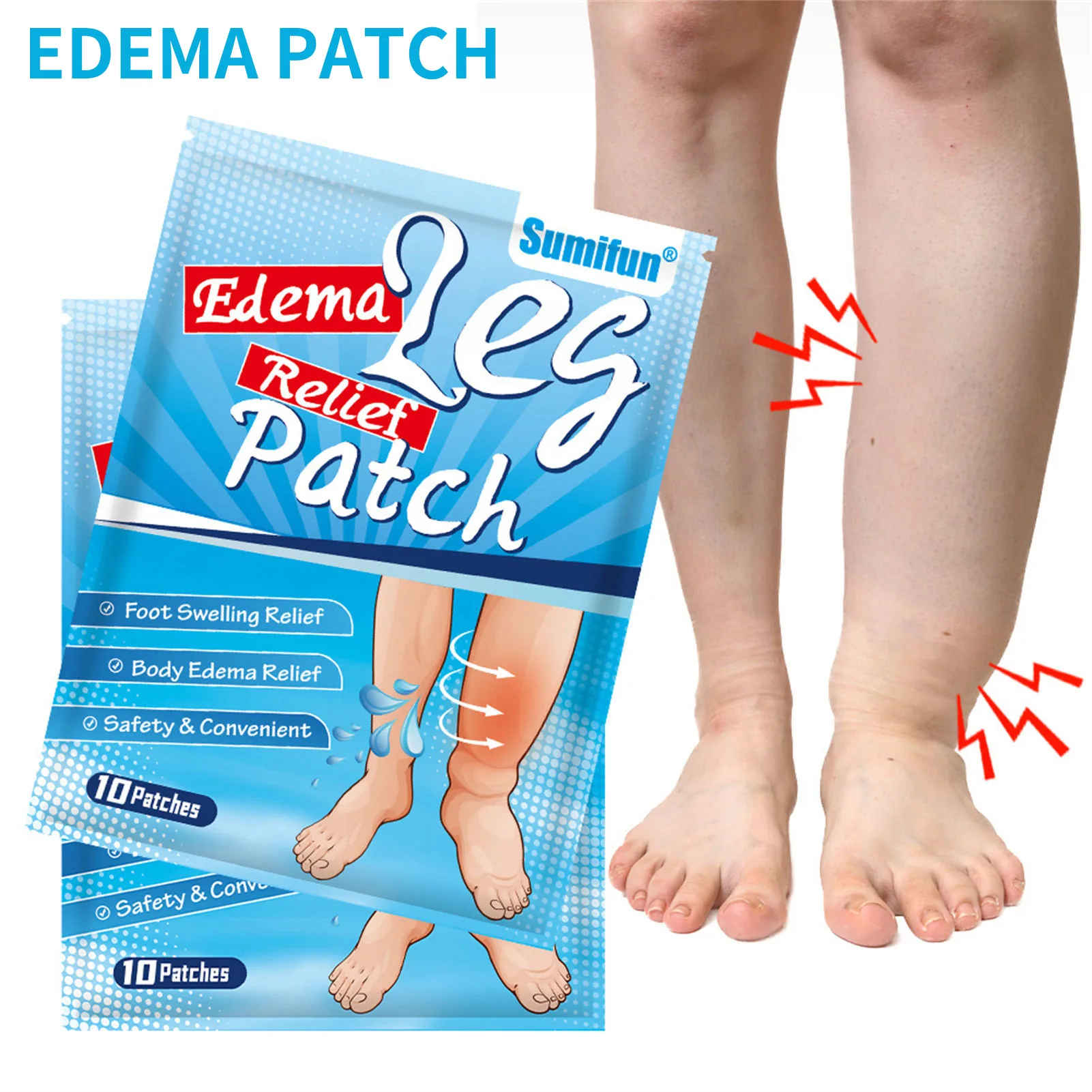 10pcs Edema Patch Body Anti-swelling Sticker Vasculitis Phlebitis Spiderleg Leg Pain Relief Massage Patch For Body Care Healthy