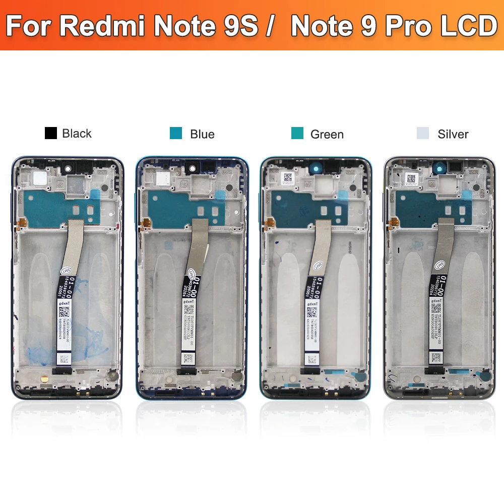 AMOLED Display for Xiaomi Redmi Note 9S Lcd M2003J6A1G Display Touch Screen with Frame for Redmi Note 9 Pro Screen Replacement