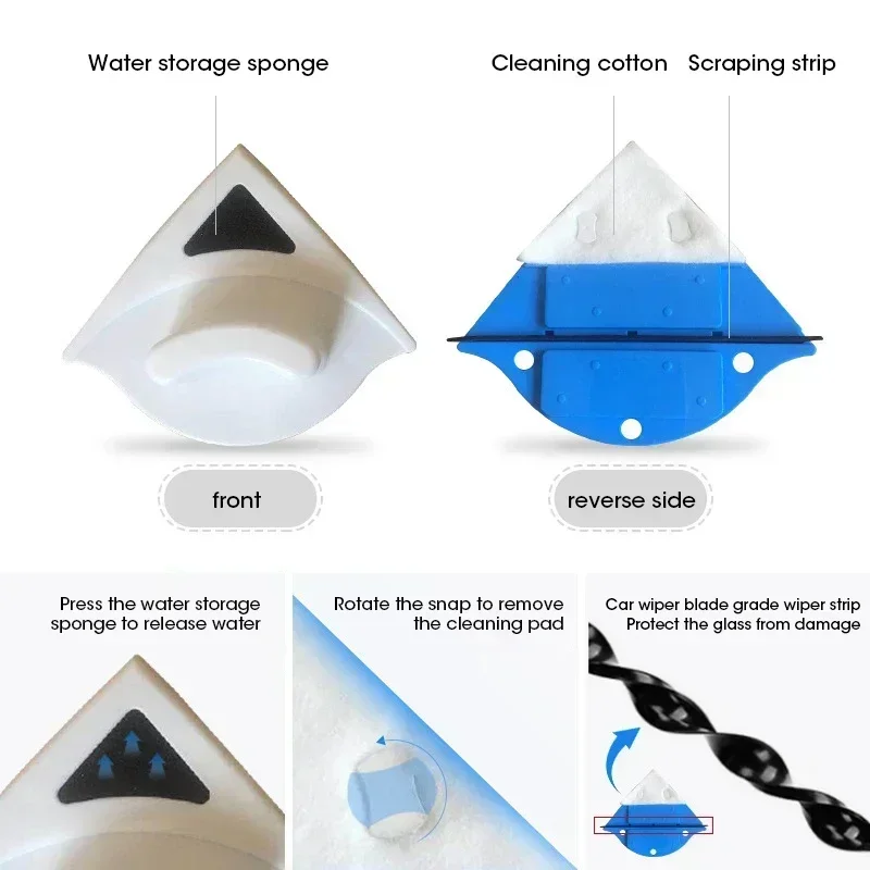 Magnetic Double-Layer Glass Cleaner Home Multifunctional High-Rise Tool Automatic Drainage Strong Grip Long Reach