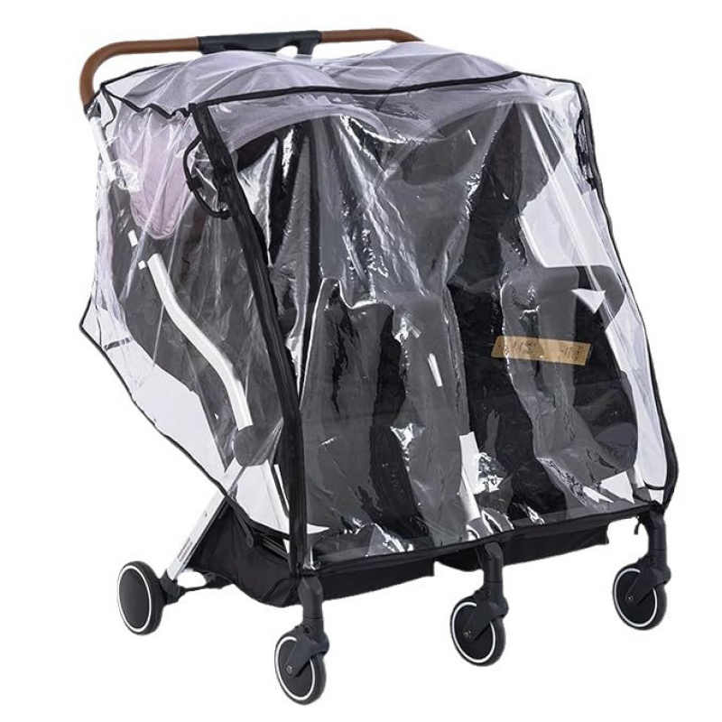 Twin Baby Stroller Rain Cover Windshield Double Front and Rear Stroller Universal Rainproof Cozy Stroller Raincoat