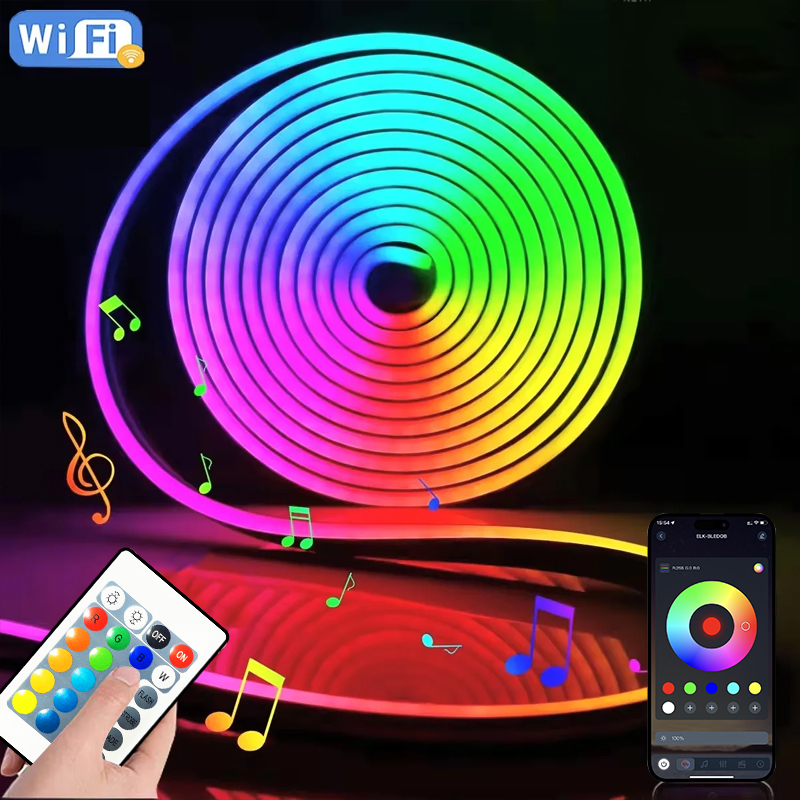 5V RGB neon light with bluetooth remote control and APP, flexible strip light for indoor/outdoor decoration with rich colors