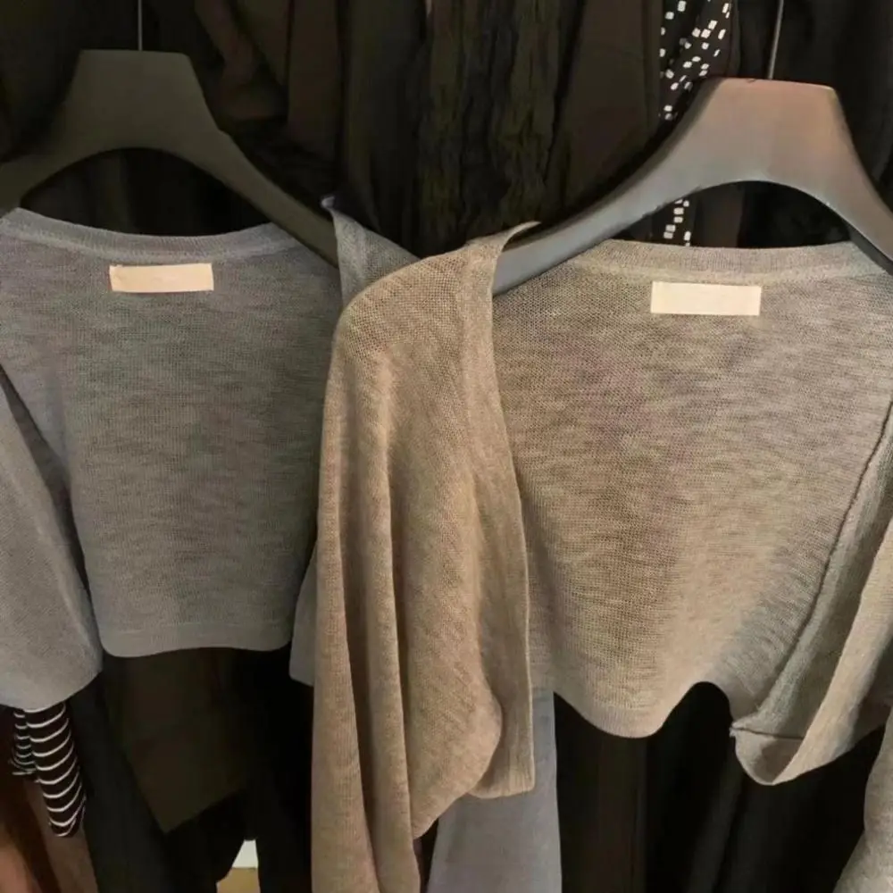 Neue dünne Sonnenschutz-Strickjacke mit Rüschen-Design, langärmelig, Sonnenschutz, Polyester, Sonnenschutz-Kleidung, kurzer Mantel, lässig, Sommer