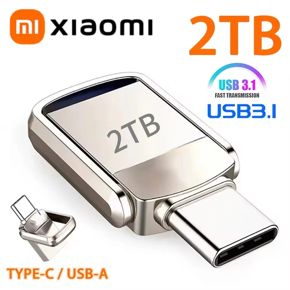 Xiaomi Mini 2TB USB-накопитель Высокоскоростной USB 3.0 Flash U-диск Type-C Мобильный телефон Компьютер Металлическая карта памяти Новый